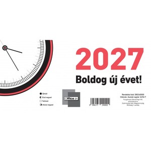 Asztali napt&aacute;r 24TA, 2027. &eacute;v, &aacute;ll&oacute;, heti, h&aacute;tlap n&eacute;lk&uuml;l, 54 lap, feh&eacute;r
