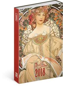 Zsebnaptár 105x158mm, heti, REALSYSTEM 5412-AM Alphonse Mucha