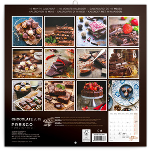 Falinaptár 30x30cm, CHOCOLATE, illatos, képes, tűzött, 7 lap, 16 hónap
