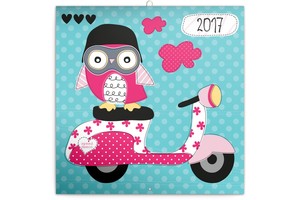 Falinaptár Wise owl family 30x30cm, REALSYSTEM 6097 képes, tűzött