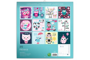 Falinaptár Wise owl family 30x30cm, REALSYSTEM 6097 képes, tűzött