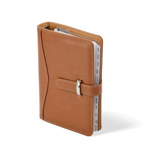 Kalendárium SATURNUS L437, fehér betétlap, világosbarna műbőr