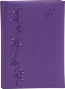 Agenda B6 heti, TopTimer P012, Power of Flower, matt, bőrhatású, lila