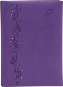 Agenda B6 napi, TopTimer P022, Power of Flower, matt, bőrhatású, lila