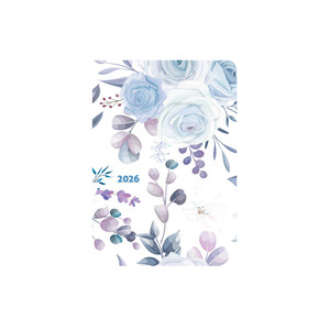 Agenda B6, heti, TOPTIMER F012 Flexi, fehér belív, kék rózsa