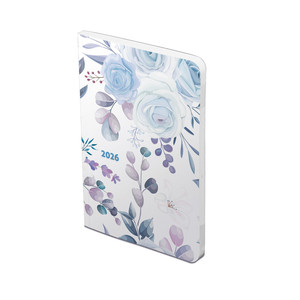 Agenda B6, heti, TOPTIMER F012 Flexi, fehér belív, kék rózsa