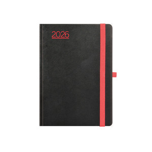 Agenda A5, heti, TOPTIMER N015 Nero, fehér belív, fekete-piros