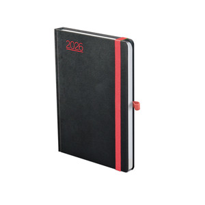 Agenda A5, heti, TOPTIMER N015 Nero, fehér belív, fekete-piros