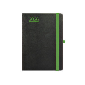 Agenda A5, heti, TOPTIMER N015 Nero, fehér belív, fekete-zöld