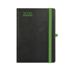 Agenda A5, napi, TOPTIMER N021 Nero, fehér belív, fekete-zöld