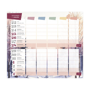 Asztali naptár TOPTIMER T053, családi tervező, fehér álló táblával