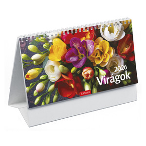 Asztali naptár TOPTIMER T058, Virágok, fehér álló kartontáblával