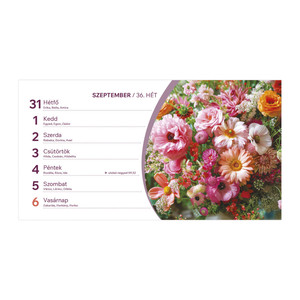 Asztali naptár TOPTIMER T058, Virágok, fehér álló kartontáblával