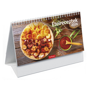Asztali naptár TOPTIMER T058, Ételreceptek, fehér álló kartontáblával