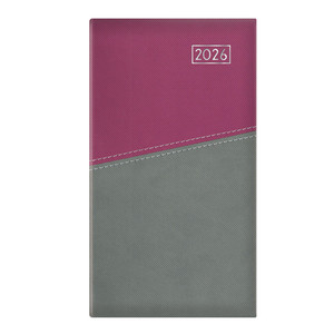 Zsebnaptár álló, TOPTIMER D035 Duplex, heti, chamois belív, lila-szürke