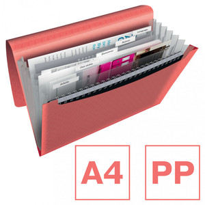 Harmonika mappa A4, ESSELTE Colour'Breeze, PP, 6 rekeszes, korall