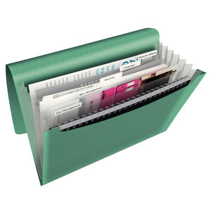 Harmonika mappa A4, ESSELTE Colour'Breeze, PP, 6 rekeszes, zöld