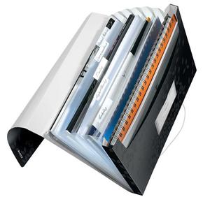 Harmonika mappa A4, LEITZ Wow, PP, 6 rekeszes, fekete