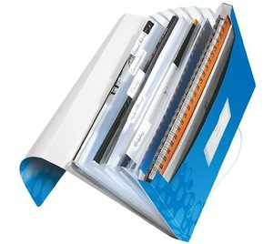 Harmonika mappa A4, LEITZ Wow, PP, 6 rekeszes, kék
