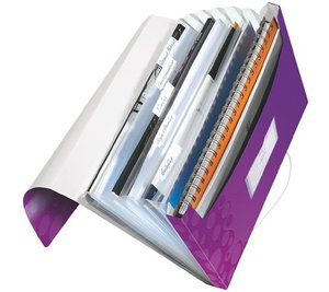 Harmonika mappa A4, LEITZ Wow, PP, 6 rekeszes, lila