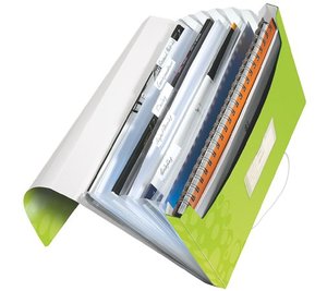 Harmonika mappa A4, LEITZ Wow, PP, 6 rekeszes, zöld