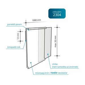 Ársín 55x1000 mm, GRS 2304, öntapadós, front víztiszta, hátlap fehér