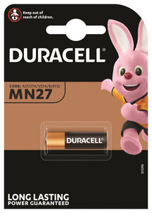 Riaszt&oacute;elem DURACELL MN27, alk&aacute;li, 1 db-os bliszterben
