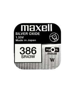 Gombelem MAXELL SR43W, (386), ezüst-oxid, bliszteres