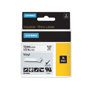 Betűnyomó szalag 12mm x 5,5m, DYMO 18444/S0718600, fekete-fehér