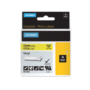 Betűnyomó szalag 12mm x 5,5m, DYMO 18432/S0718450, fekete-sárga