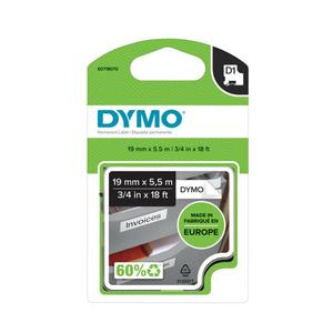 Betűnyom&oacute; kazetta 19mm x 5,5m, DYMO 18765/18484/S0718070, fekete-feh&eacute;r