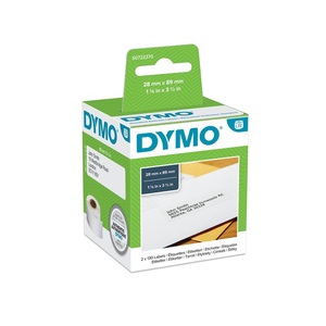 Etikett címke 89x28 mm, DYMO 99010/S0722370, papír, 130 db-os, fehér