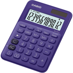 Számológép CASIO MS-20UC, 12 számjegyű, elem + napelemes, lila