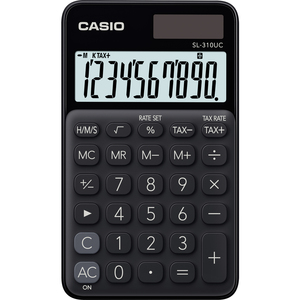 Számológép CASIO SL-310UC, 10 számjegyű, elem + napelemes, fekete