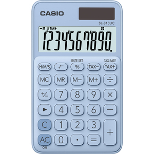 Számológép CASIO SL-310UC-LB 10 számjegyű, elem + napelem, világoskék