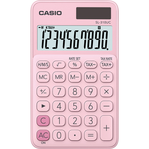 Számológép CASIO SL-310UC-PK 10 számjegyű, elem + napelemes, pink