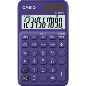Számológép CASIO SL-310UC-PL 10 számjegyű, elem + napelemes, lila