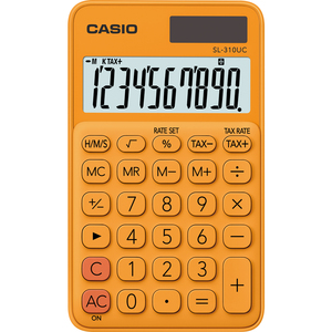 Számológép CASIO SL-310UC-RG 10 számjegyű, elem + napelemes, narancs