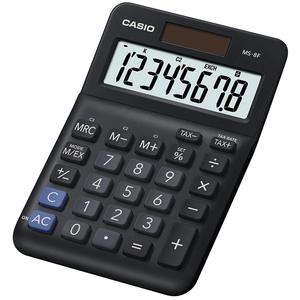 Számológép CASIO MS-8F, 8 számjegyű, elem + napelemes, fekete