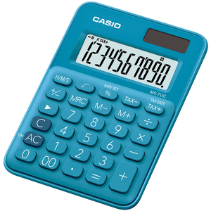 Számológép CASIO MS-7 UC-BU 10 számjegyű, elem + napelemes, kék