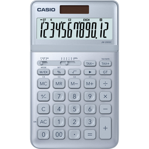 Számológép CASIO JW-200SC, 12 számjegyű, elem + napelemes, kék