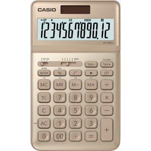 Számológép CASIO JW-200SC, 12 számjegyű, elem + napelemes, arany