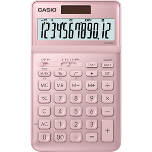 Számológép CASIO JW-200SC, 12 számjegyű, elem + napelemes, pink