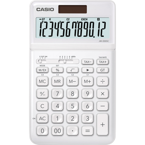 Számológép CASIO JW-200SC, 12 számjegyű, elem + napelemes, fehér