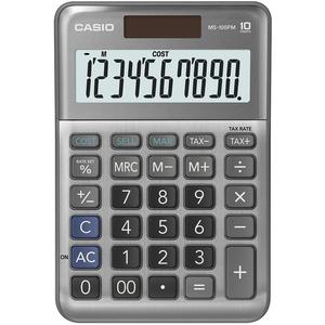 Számológép CASIO MS-100FM, 10 számjegyű, elem + napelemes, szürke