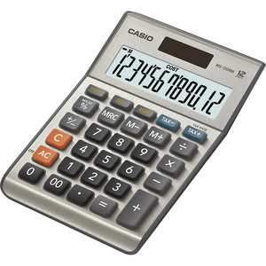 Számológép CASIO MS-120BM S, 12 számjegyű, elem + napelemes, ezüst