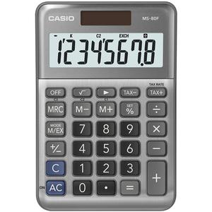 Számológép CASIO MS-80F, 8 számjegyű, elem + napelemes, szürke