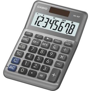 Számológép CASIO MS-80F, 8 számjegyű, elem + napelemes, szürke