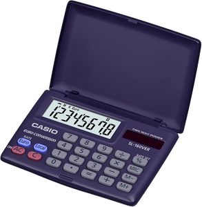 Számológép CASIO SL-160VER, 8 számjegyű, fekvő kivitel, elem+napelem