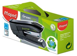 Fűzőgép No.10 MAPED Greenlogic Pocket, 15 lap, beépített kapocskiszedő